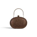 Bolsa Clutch Festa Pedraria Oval Marrom