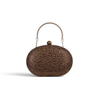 Bolsa Clutch Festa Pedraria Oval Marrom