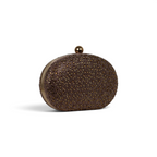 Bolsa Clutch Festa Pedraria Oval Marrom