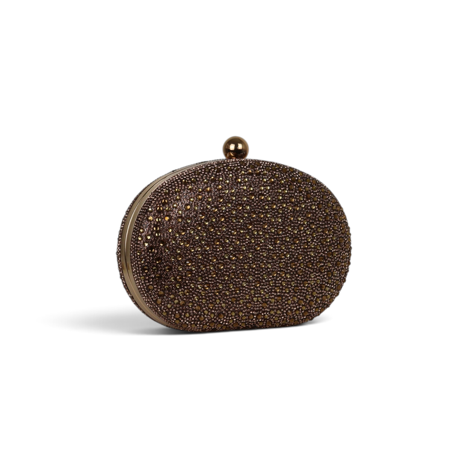 Bolsa Clutch Festa Pedraria Oval Marrom
