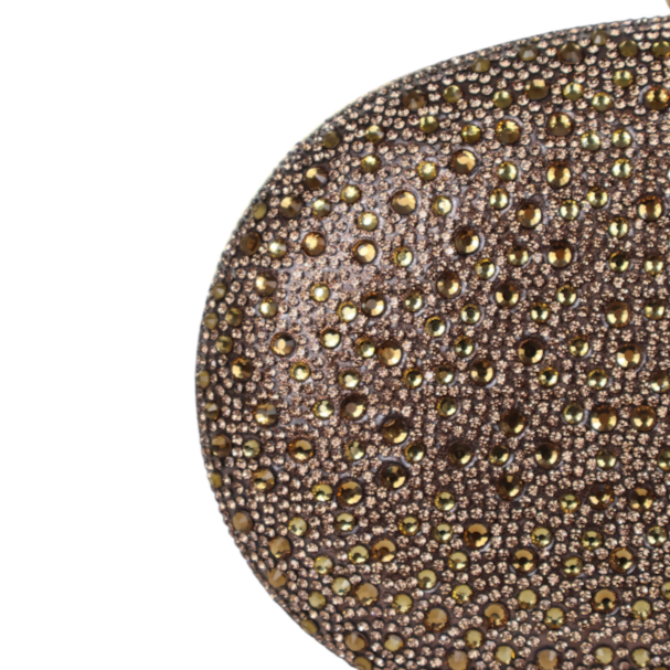 Bolsa Clutch Festa Pedraria Oval Marrom