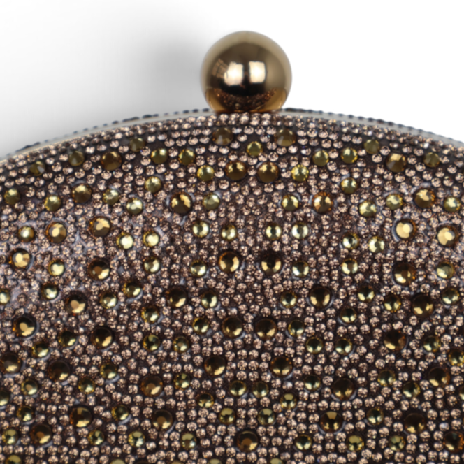 Bolsa Clutch Festa Pedraria Oval Marrom