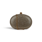 Bolsa Clutch Festa Pedraria Oval Dourada