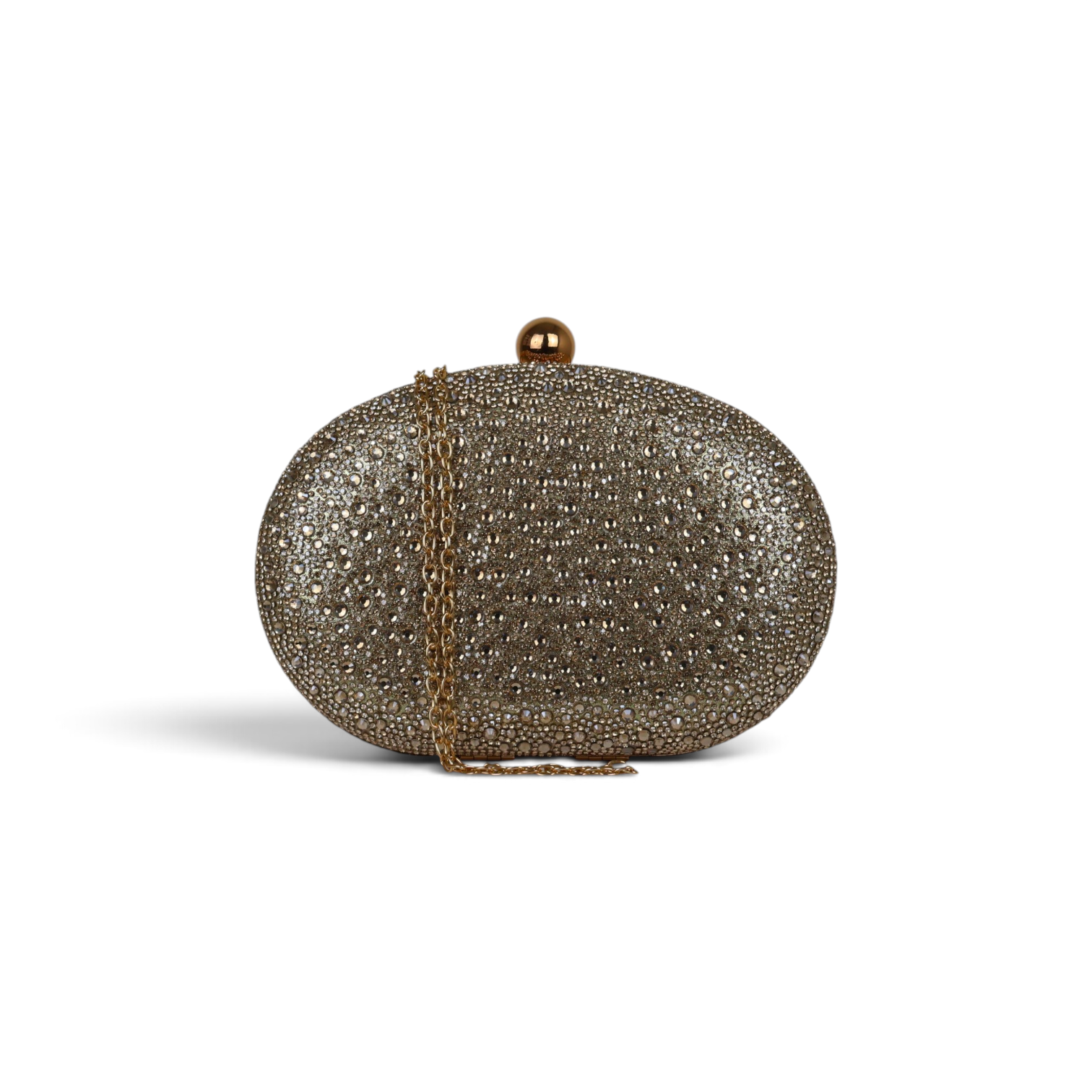 Bolsa Clutch Festa Pedraria Oval Dourada