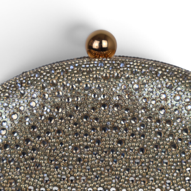 Bolsa Clutch Festa Pedraria Oval Dourada