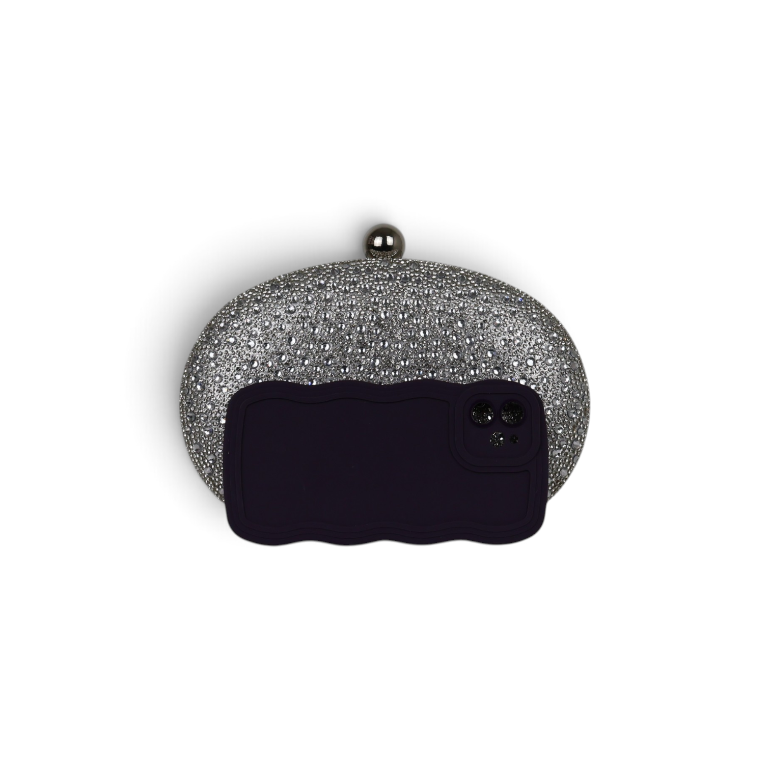 Bolsa Clutch Festa Pedraria Oval Prata