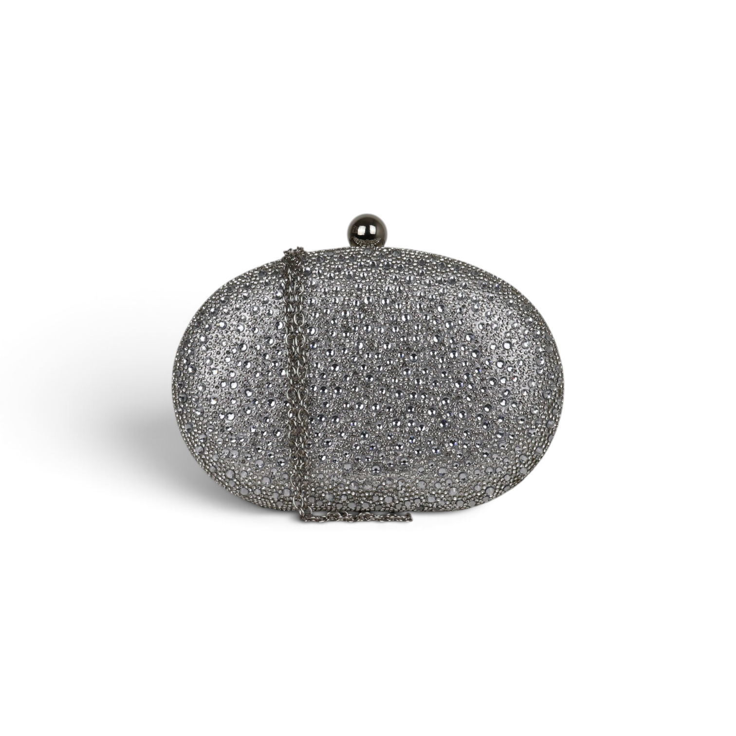 Bolsa Clutch Festa Pedraria Oval Prata