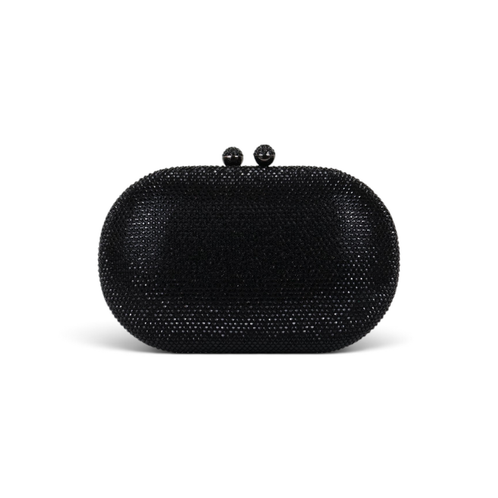 Bolsa Clutch Festa Pedraria Oval Preta