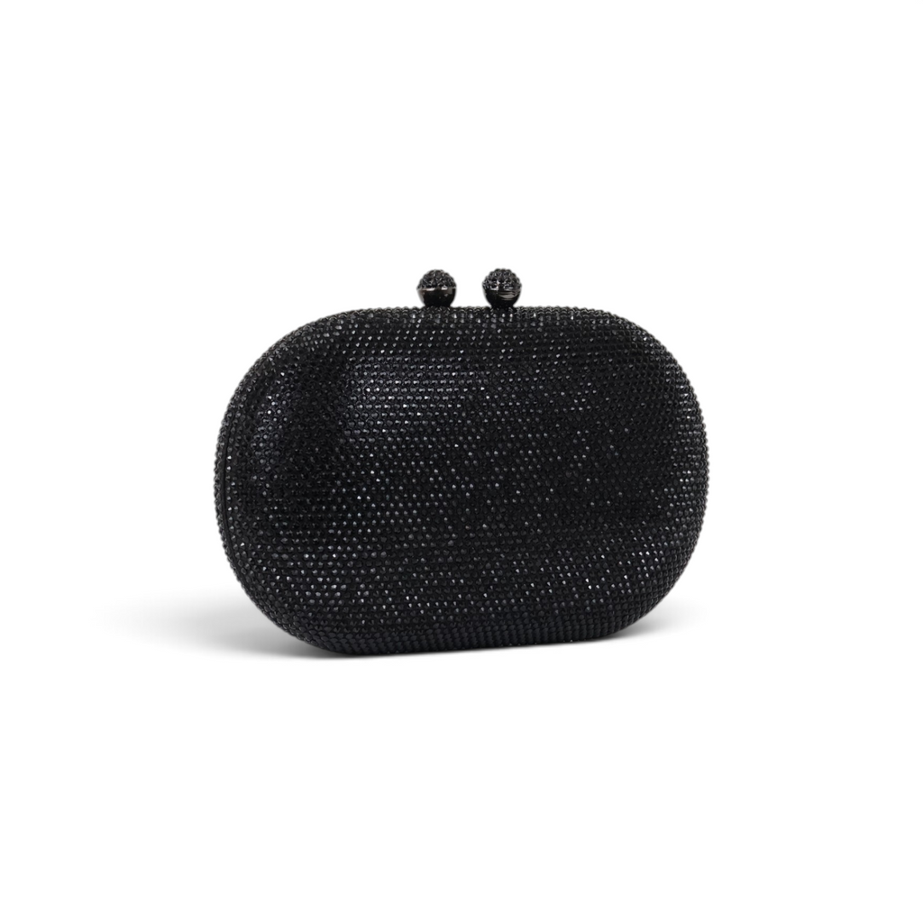 Bolsa Clutch Festa Pedraria Oval Preta