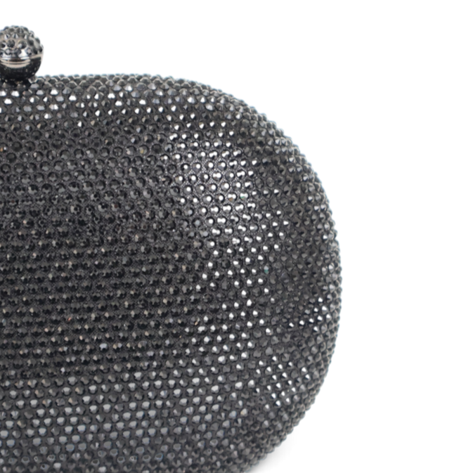 Bolsa Clutch Festa Pedraria Oval Preta