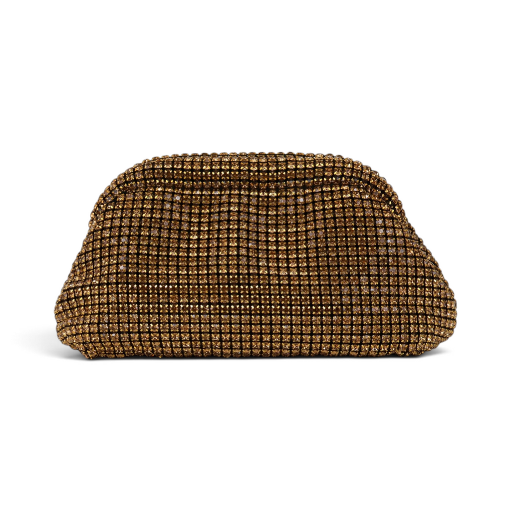 Bolsa Pouch Strass Dourada Escuro