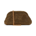 Bolsa Pouch Strass Dourada Escuro