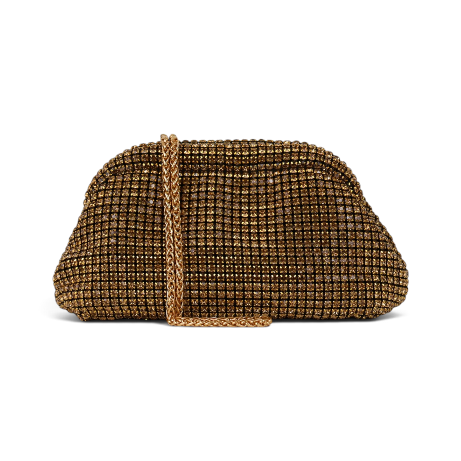 Bolsa Pouch Strass Dourada Escuro