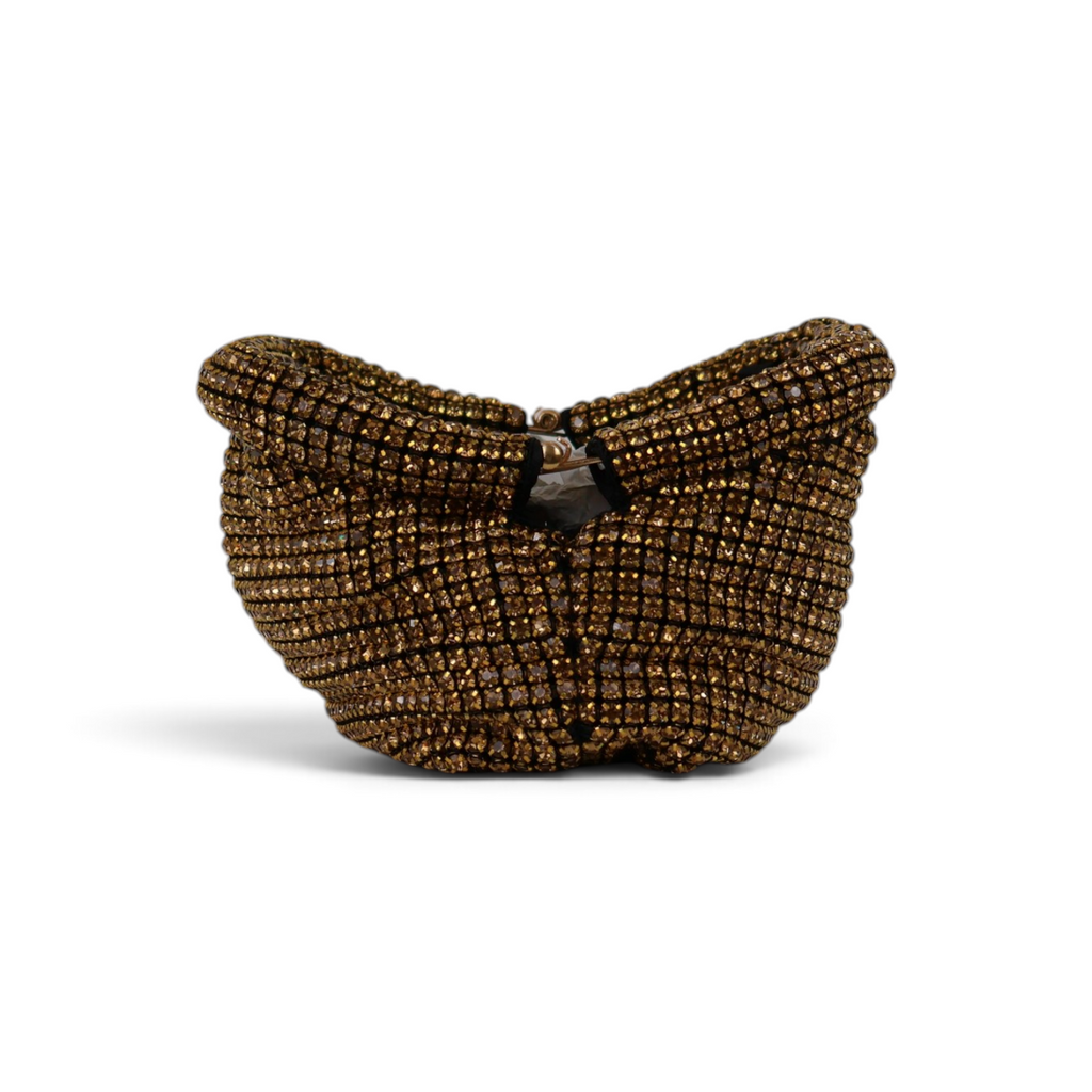Bolsa Pouch Strass Dourada Escuro
