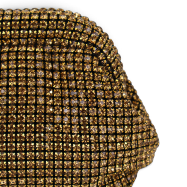 Bolsa Pouch Strass Dourada Escuro