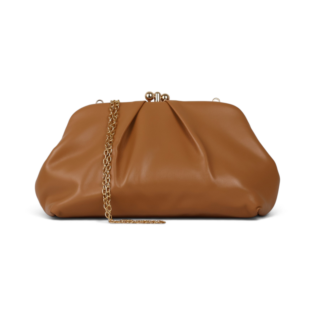 Bolsa de Festa Pouch Bicompartimento Bege Caramelo