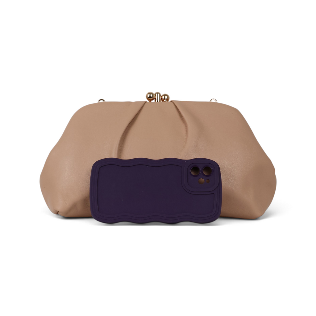 Bolsa de Festa Pouch Bicompartimento Bege