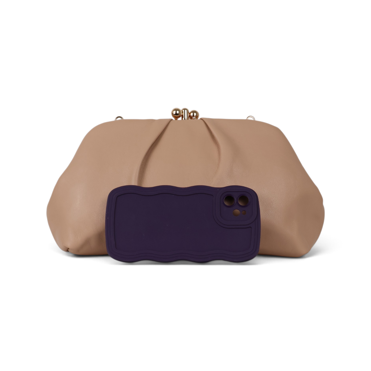 Bolsa de Festa Pouch Bicompartimento Bege