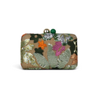 Bolsa Clutch Festa Bordada Flores Verde