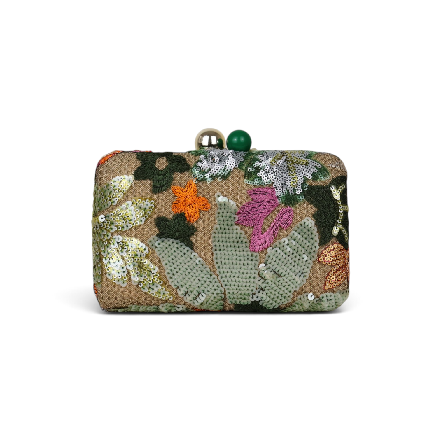 Bolsa Clutch Festa Bordada Flores Verde
