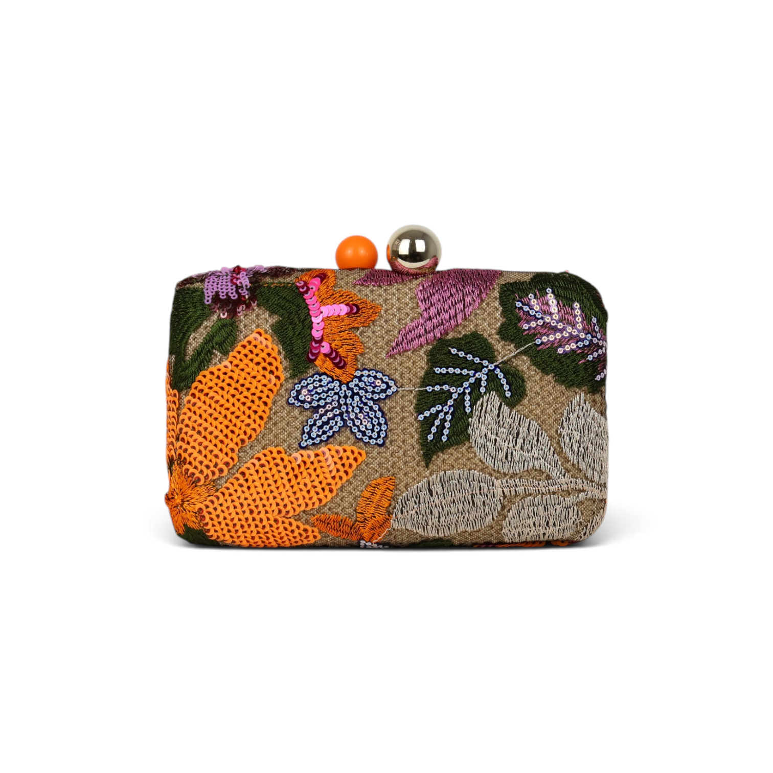 Bolsa Clutch Festa Bordada Flores Laranja