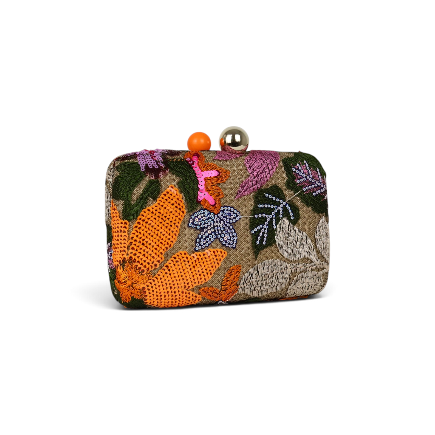 Bolsa Clutch Festa Bordada Flores Laranja