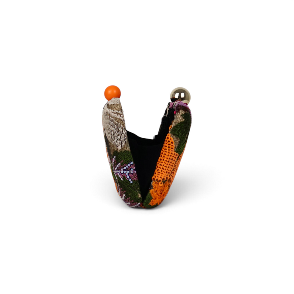 Bolsa Clutch Festa Bordada Flores Laranja