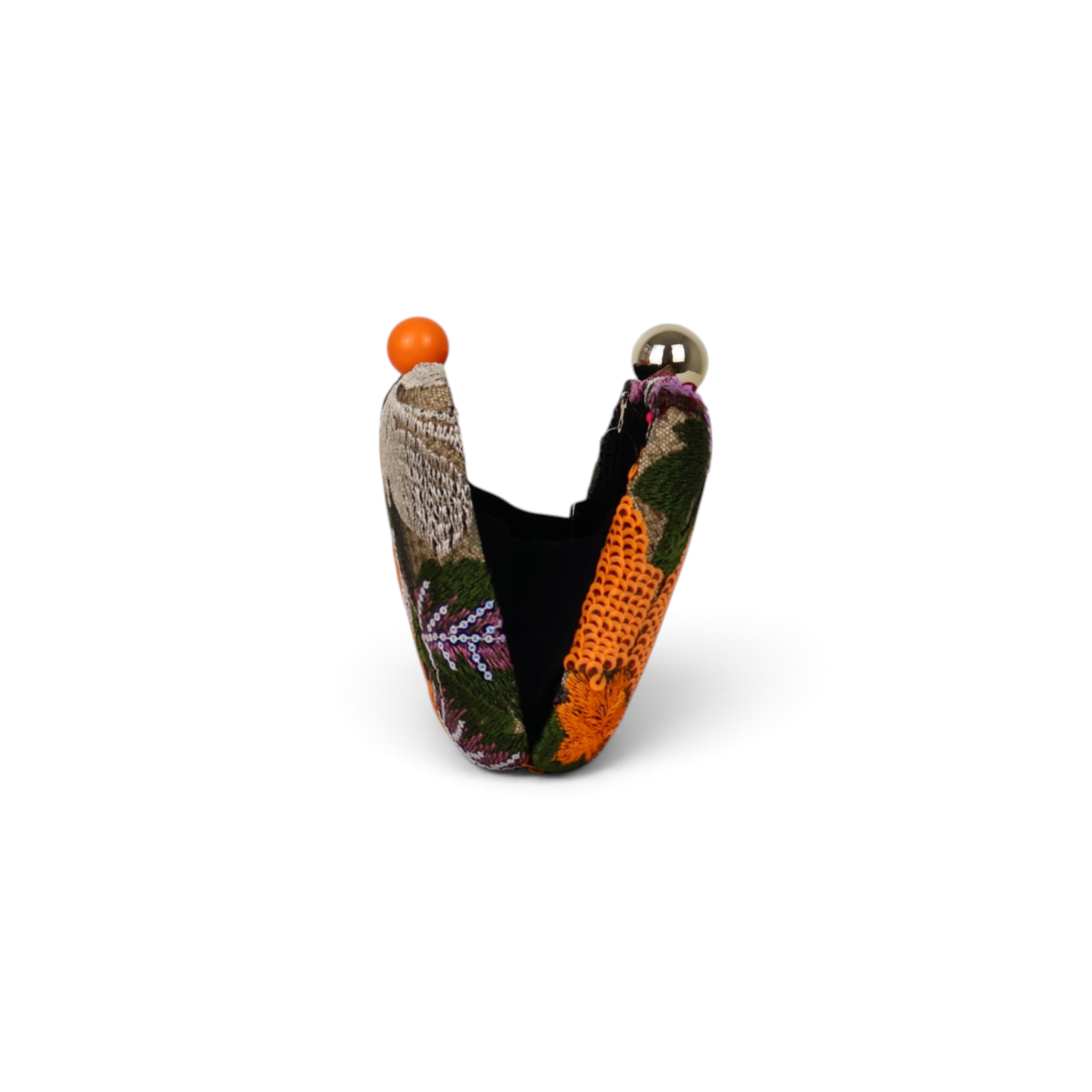 Bolsa Clutch Festa Bordada Flores Laranja