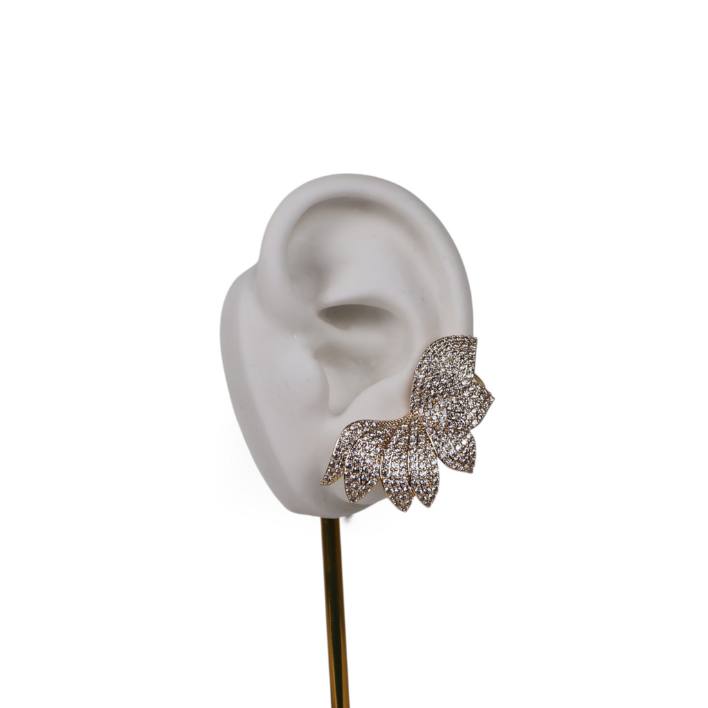 Brinco Earcuff Dourado e Cristal Translúcido