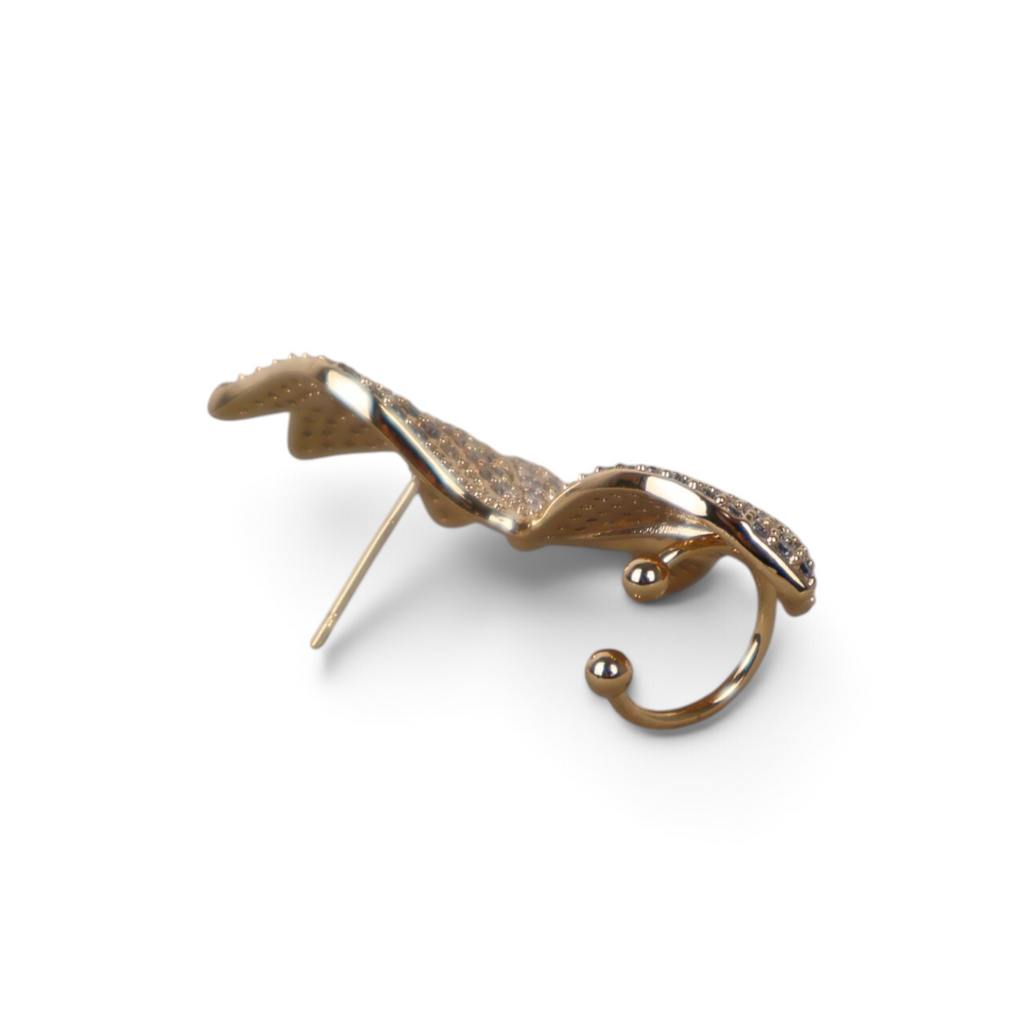 Brinco Earcuff Dourado e Cristal Translúcido