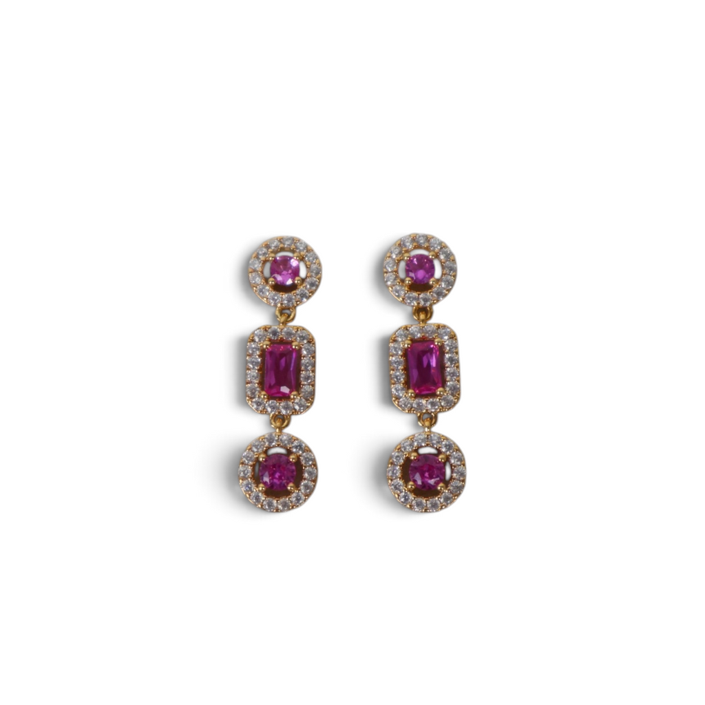 Brinco Zircônias Rosa