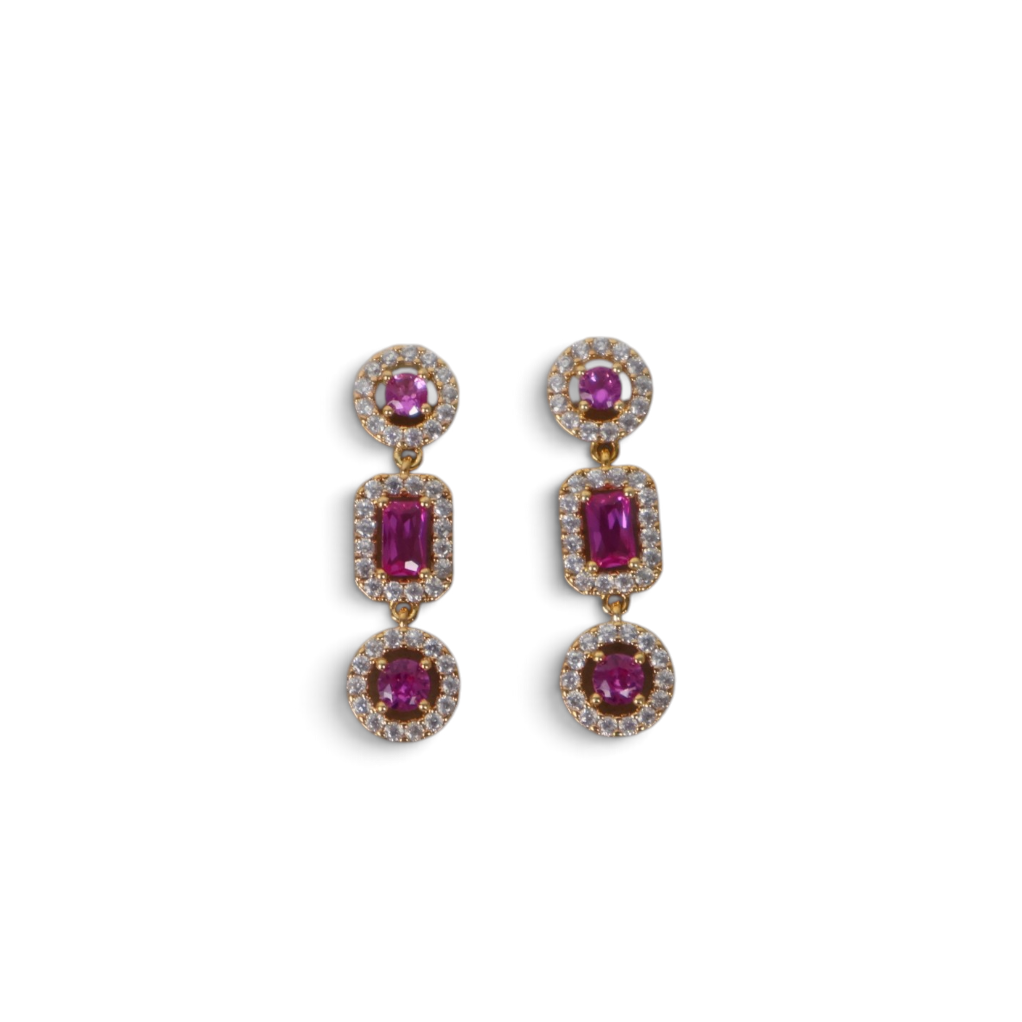 Brinco Zircônias Rosa