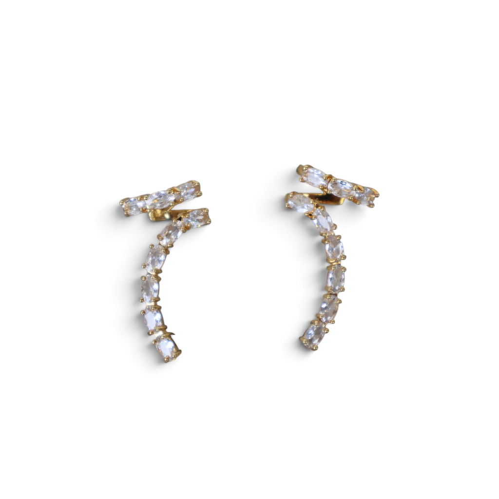 Brinco Earcuff Dourado e Cristal Translúcido