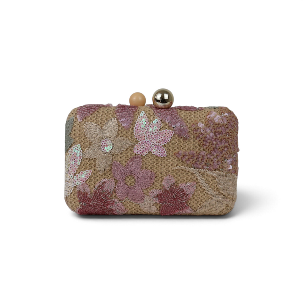Bolsa Clutch Festa Bordada Flores Rosa
