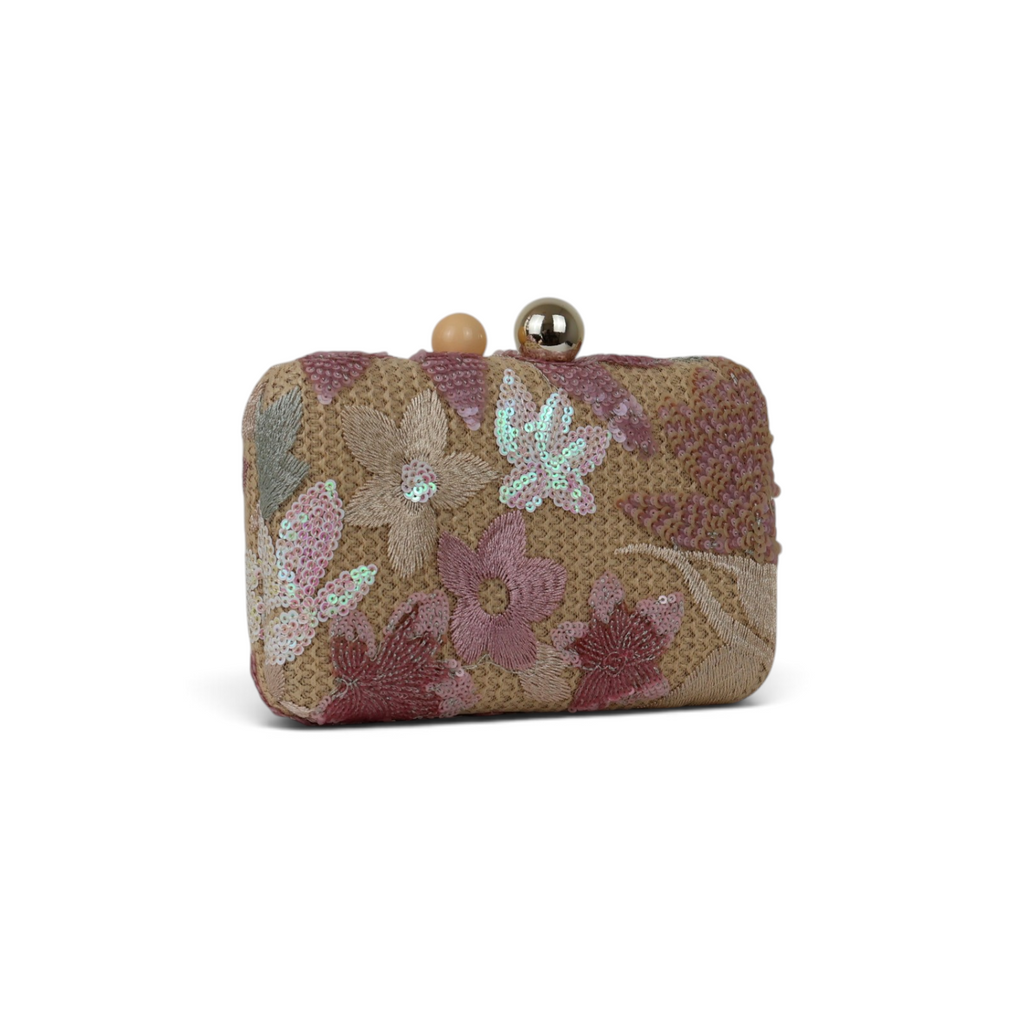 Bolsa Clutch Festa Bordada Flores Rosa