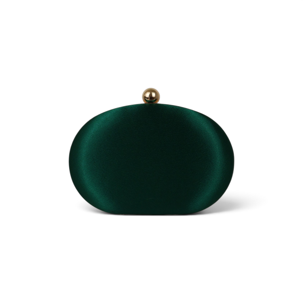 Bolsa Clutch Festa Oval Cetim Verde Esmeralda