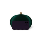 Bolsa Clutch Festa Oval Cetim Verde Esmeralda