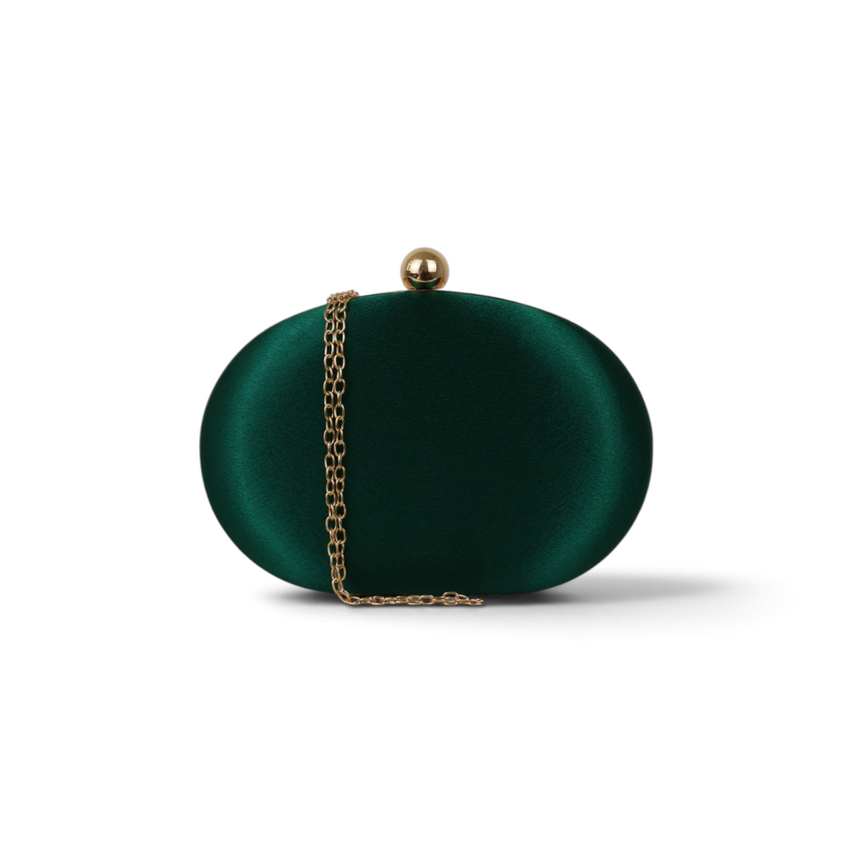 Bolsa Clutch Festa Oval Cetim Verde Esmeralda
