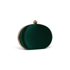 Bolsa Clutch Festa Oval Cetim Verde Esmeralda