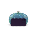 Bolsa Clutch Festa Oval Bordada Flores Turquesa