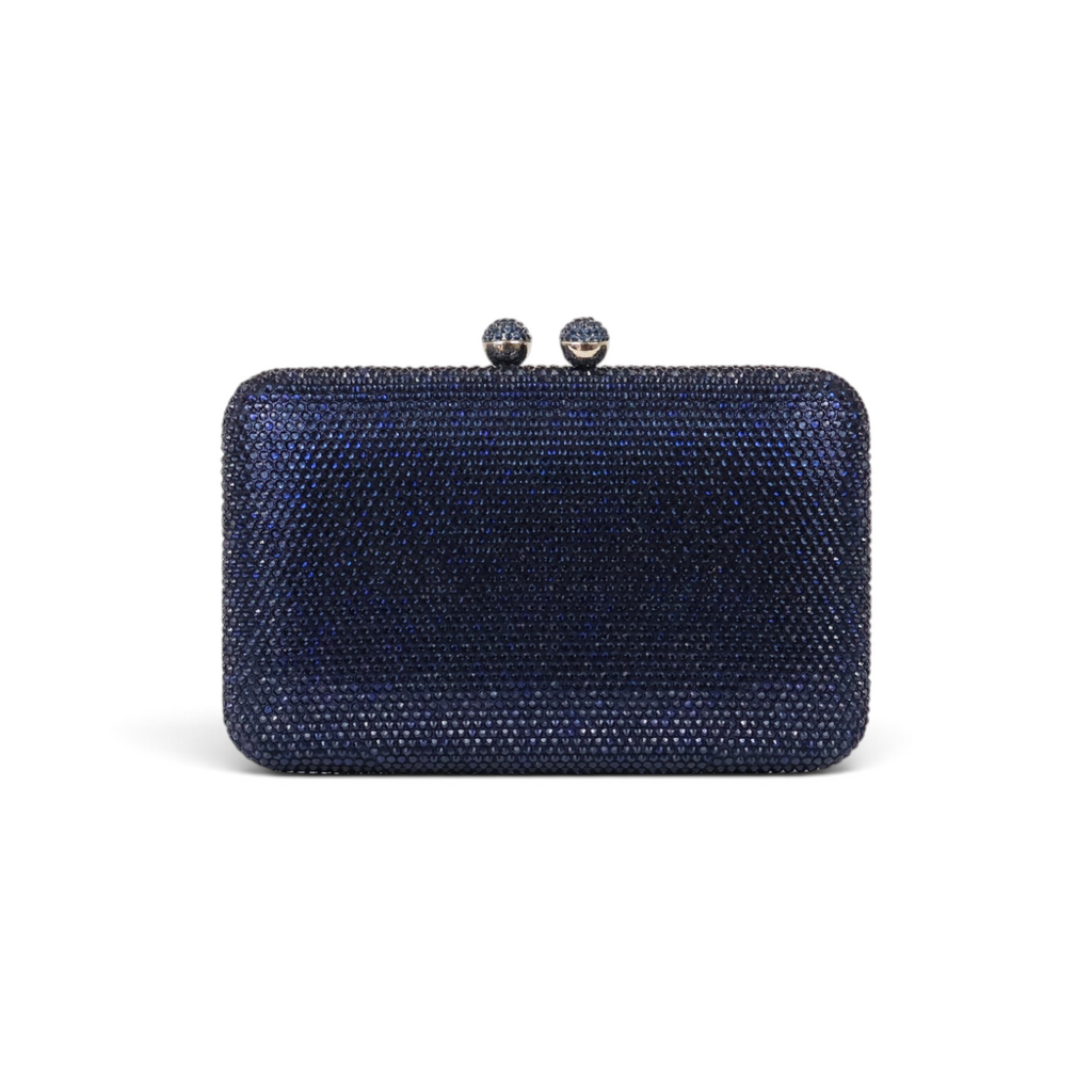Bolsa Festa Clutch Pedraria Strass Azul Marinho