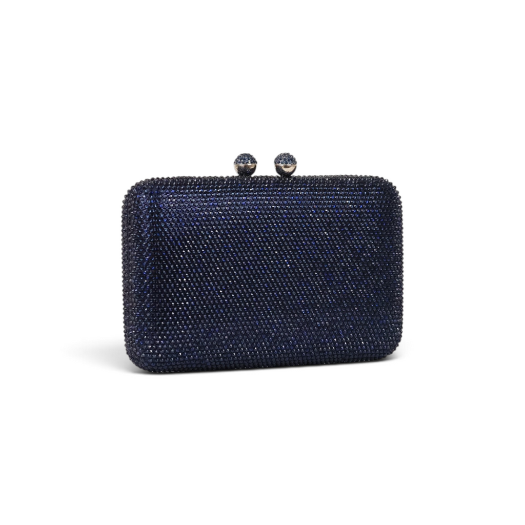 Bolsa Festa Clutch Pedraria Strass Azul Marinho
