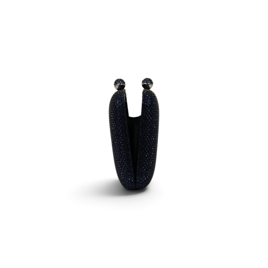 Bolsa Festa Clutch Pedraria Strass Azul Marinho