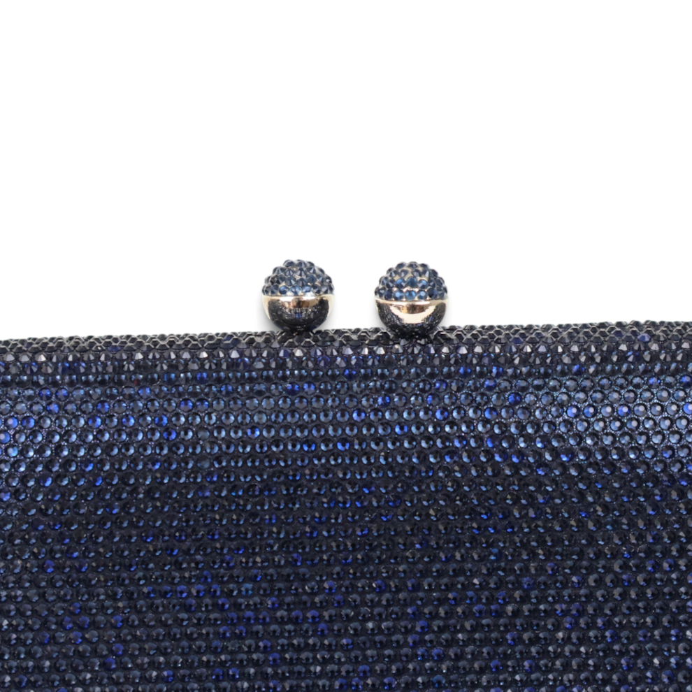 Bolsa Festa Clutch Pedraria Strass Azul Marinho