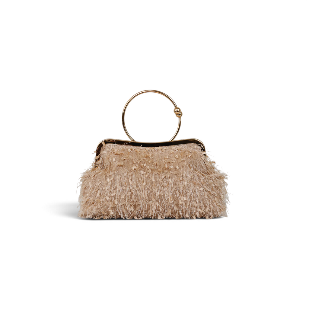Bolsa Top Handle Franja Bege