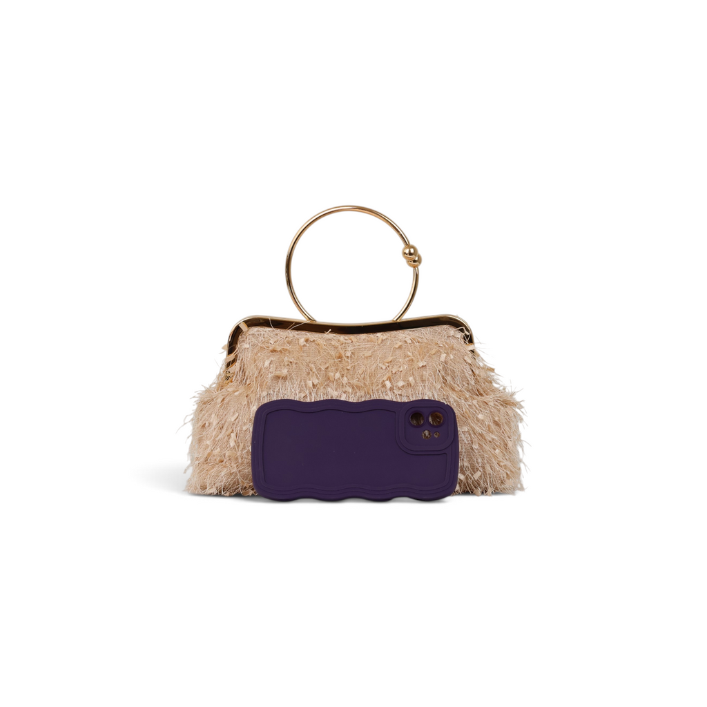 Bolsa Top Handle Franja Bege