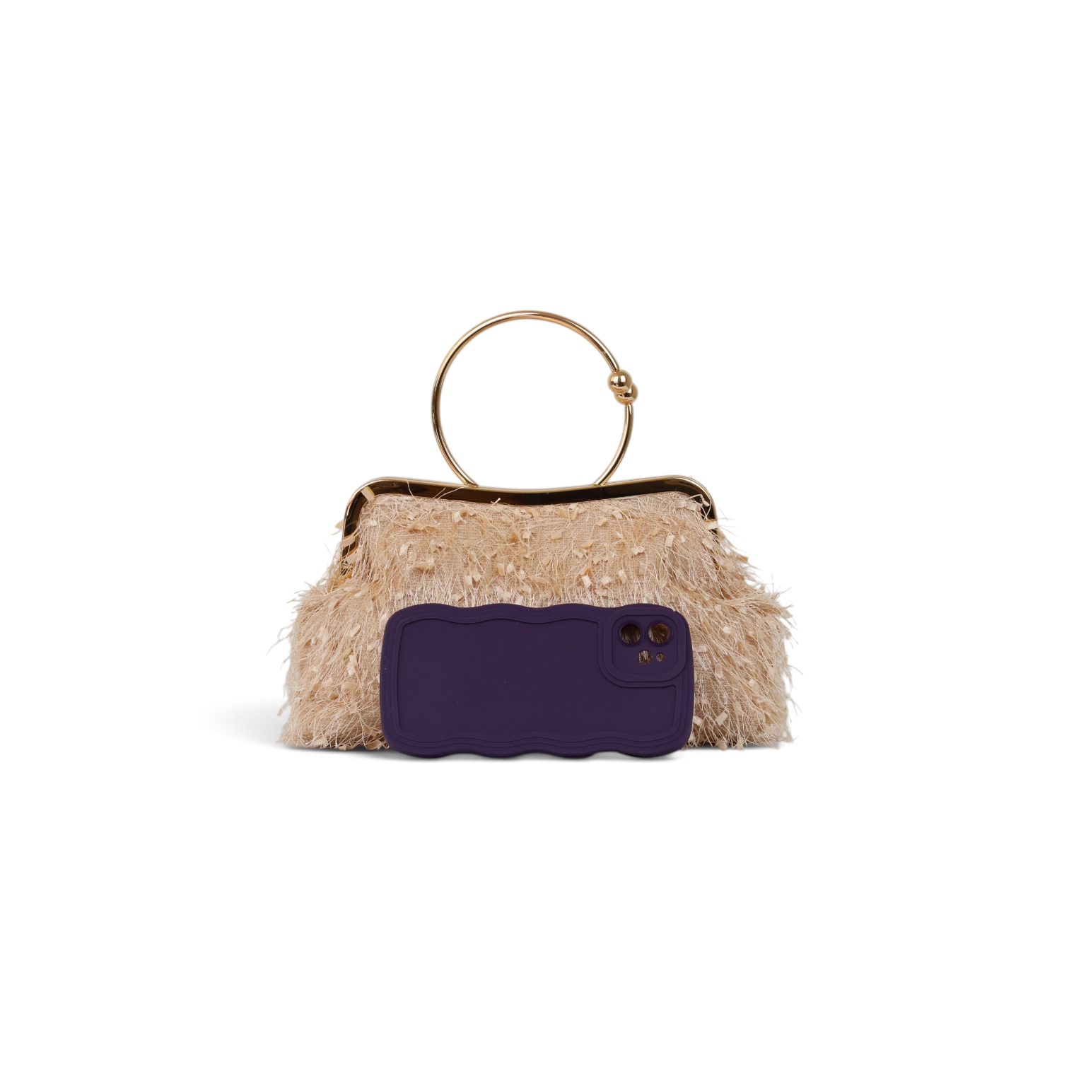 Bolsa Top Handle Franja Bege