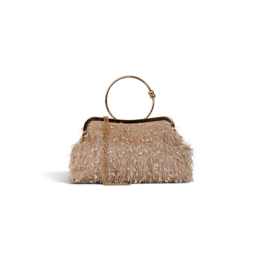 Bolsa Top Handle Franja Bege