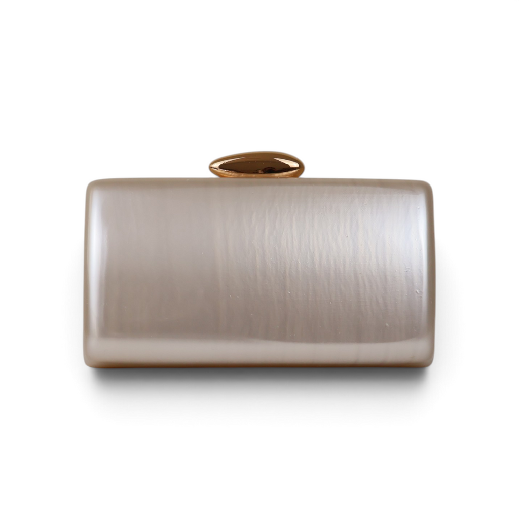 Bolsa Festa Clutch Acrílico Bege Perolado