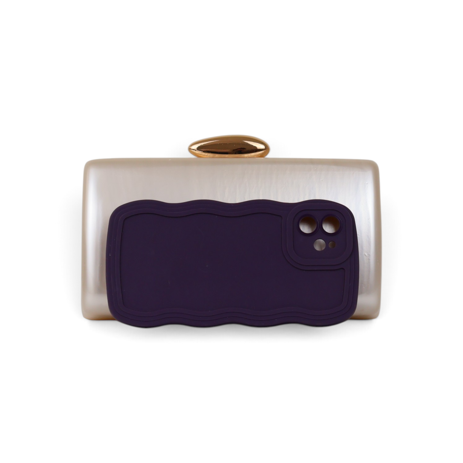 Bolsa Festa Clutch Acrílico Bege Perolado